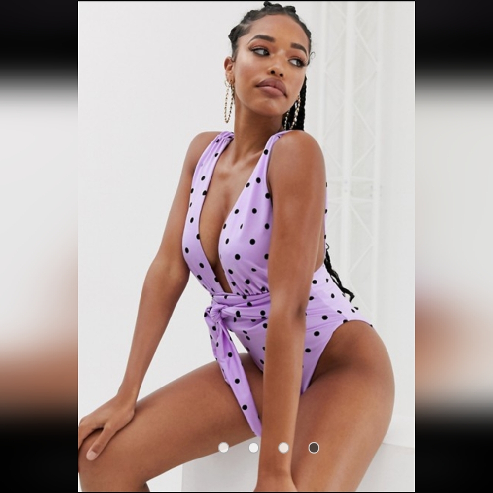 Asos Purple Polka Dot Swimsuit